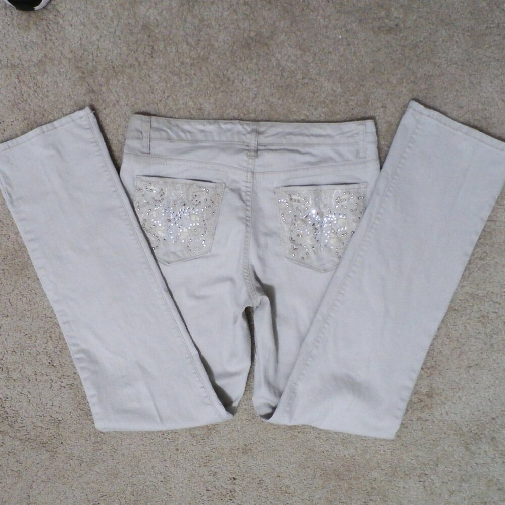 Women's NINE WEST JEANS Rosemary Straight Leg Bling Pockets Size 8